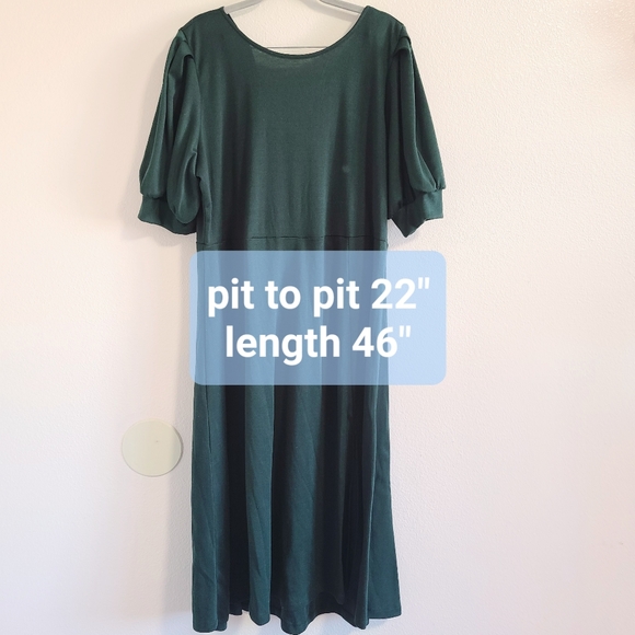 Eloquii Dark Emerald Green Cowl Back Dress - Picture 9 of 10